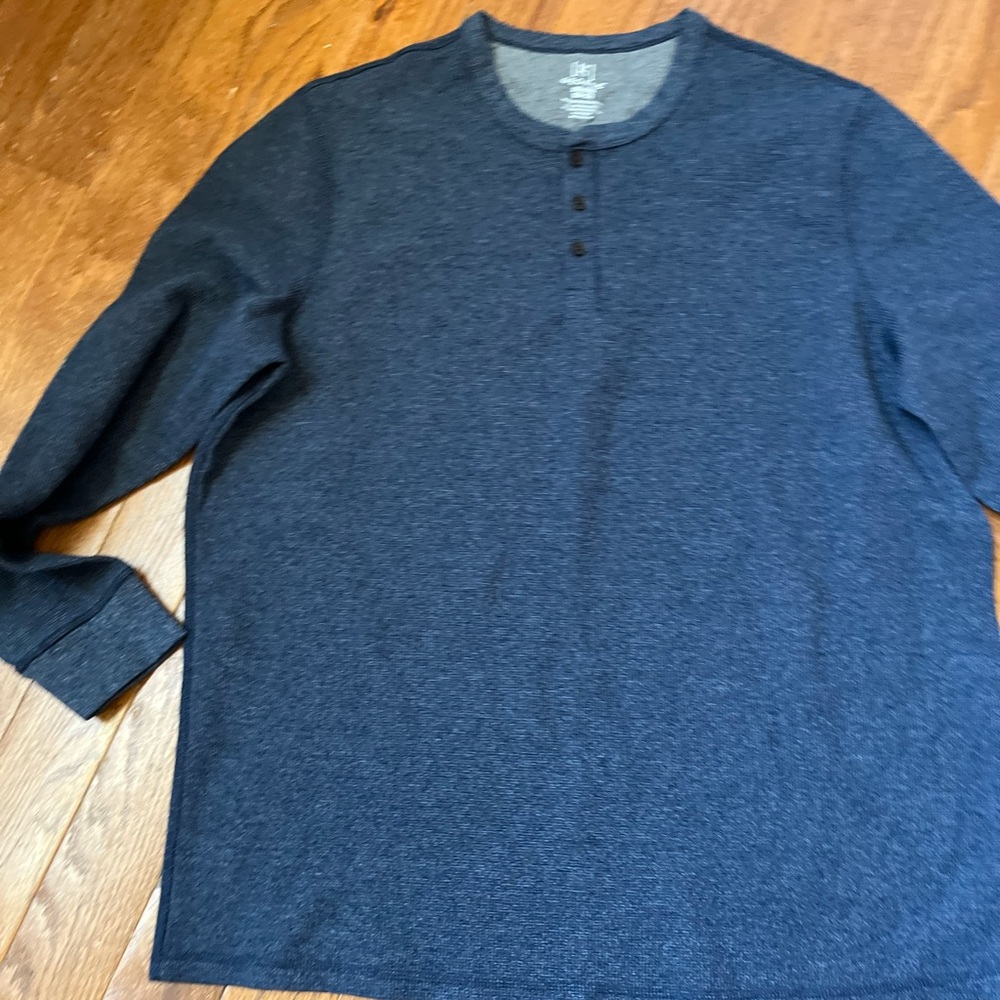 Men's George Blue Henley Shirt, Size 2XL - Picture 2 of 6